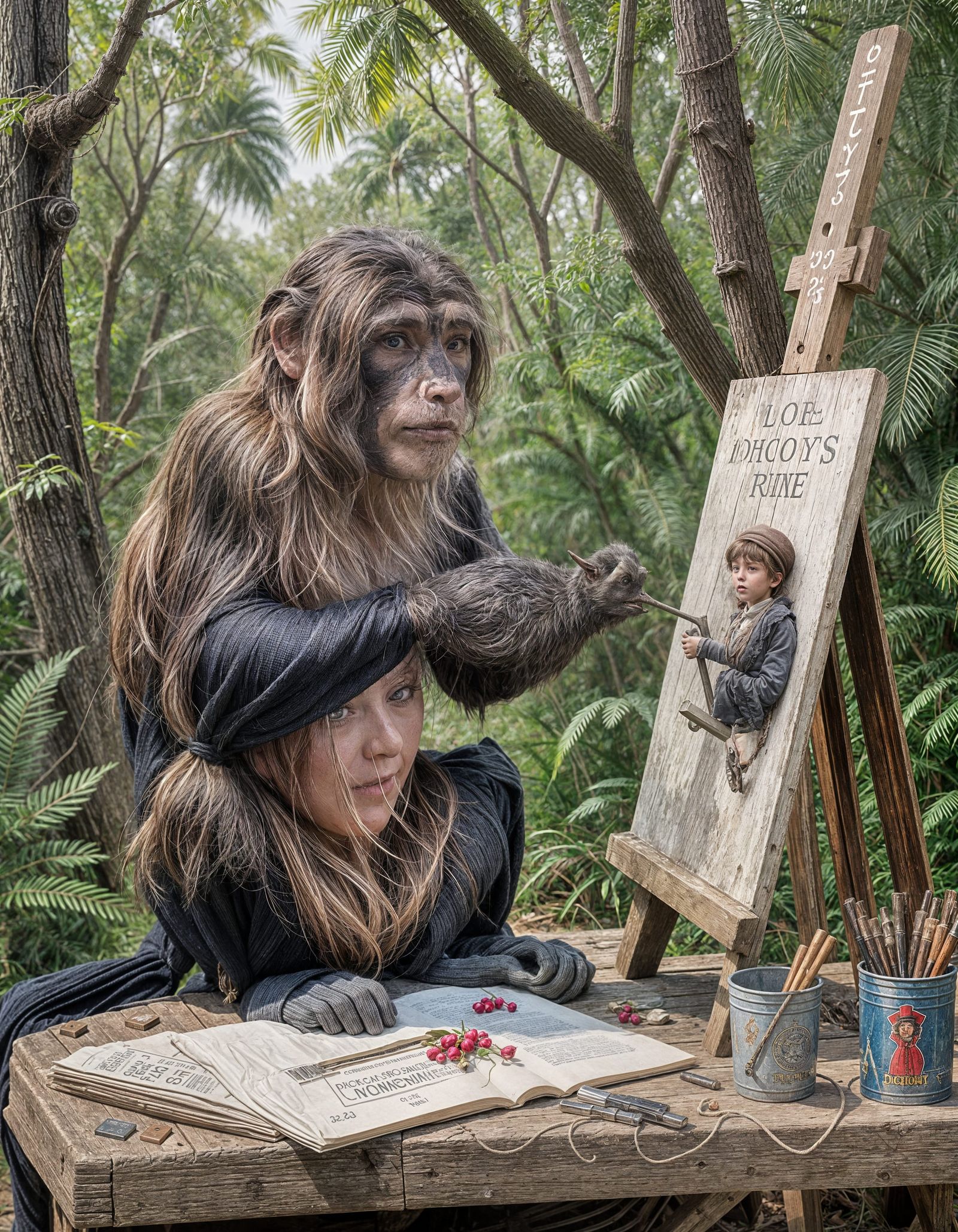 A monkey painting a painting of a monkey painting a painting...