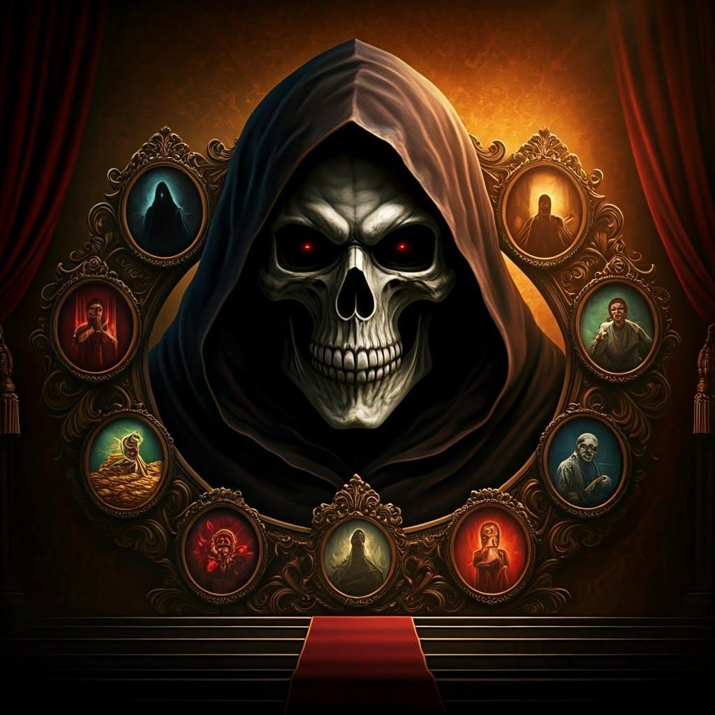 The Grim Reaper Surrounded by the Seven Deadly Sins in Baroq...