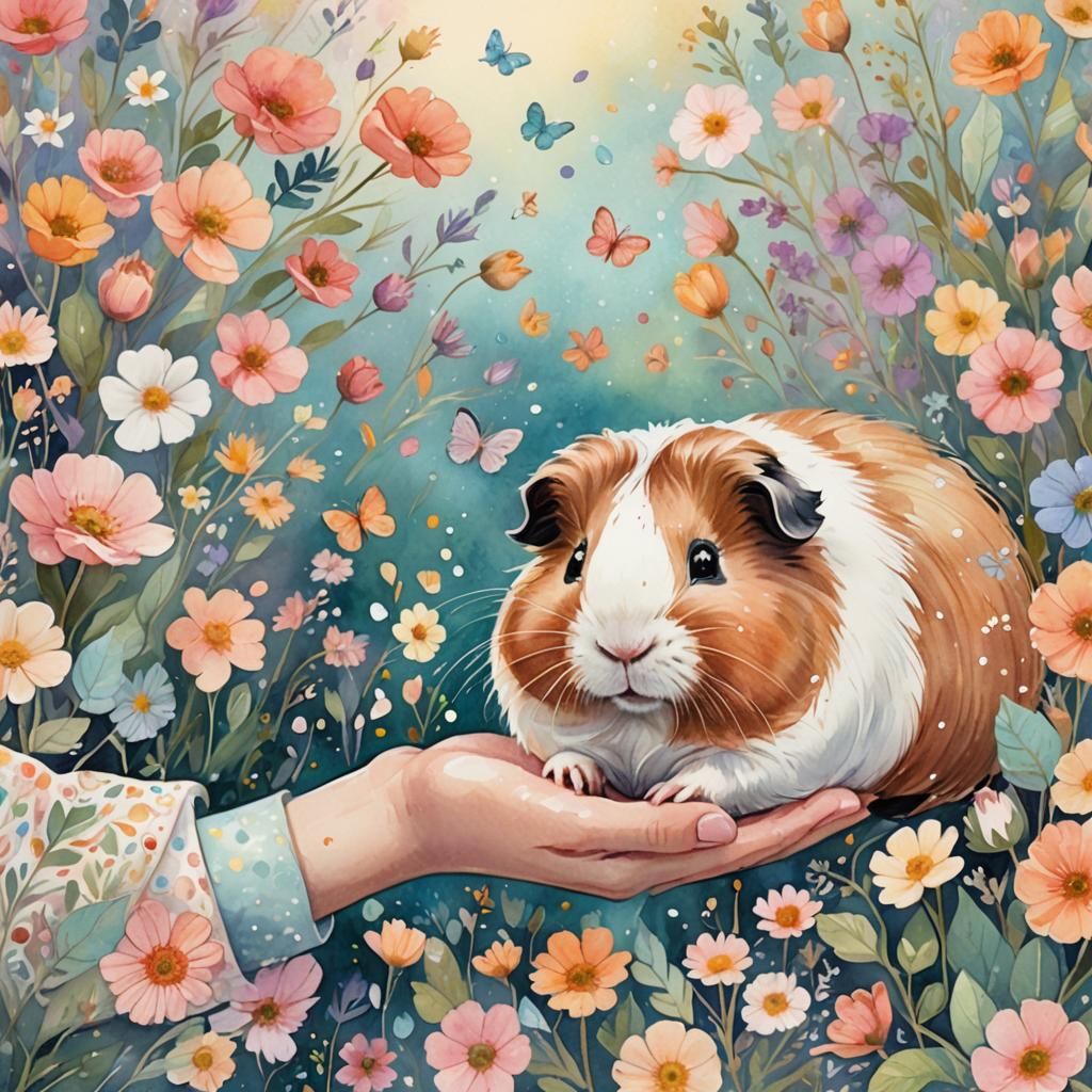 Charming Guinea Pig and Gentle Human Interaction