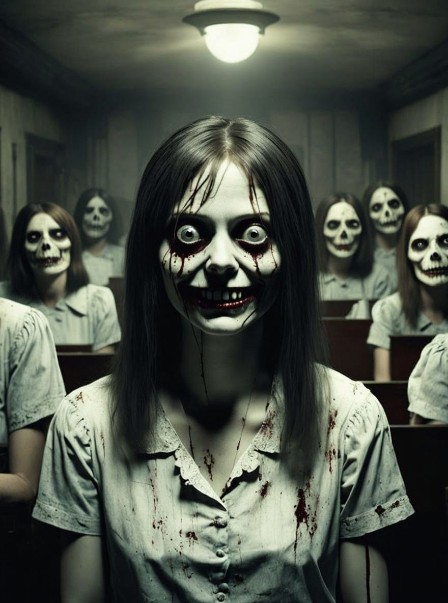 Disturbing Pale Figure in Analog Horror Style