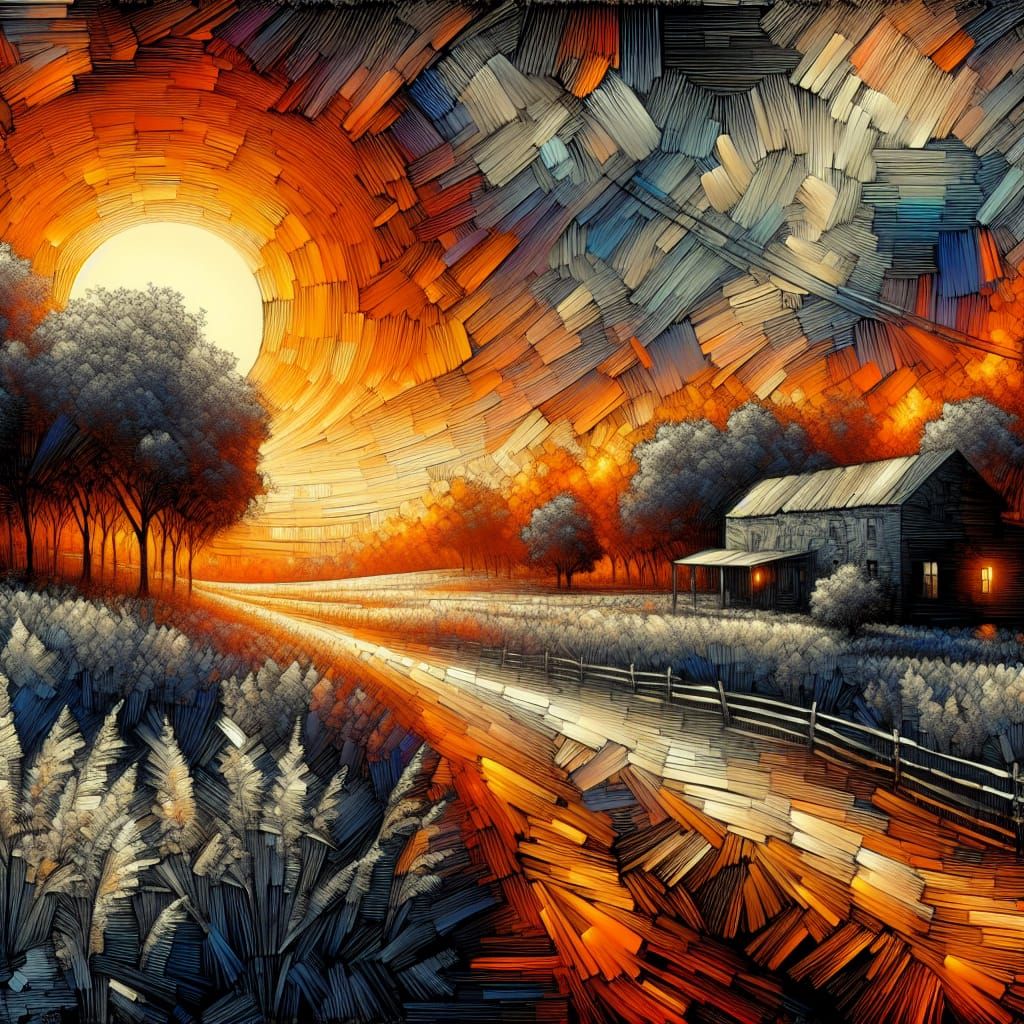 Autumnal Landscape in Early 20th-Century Style