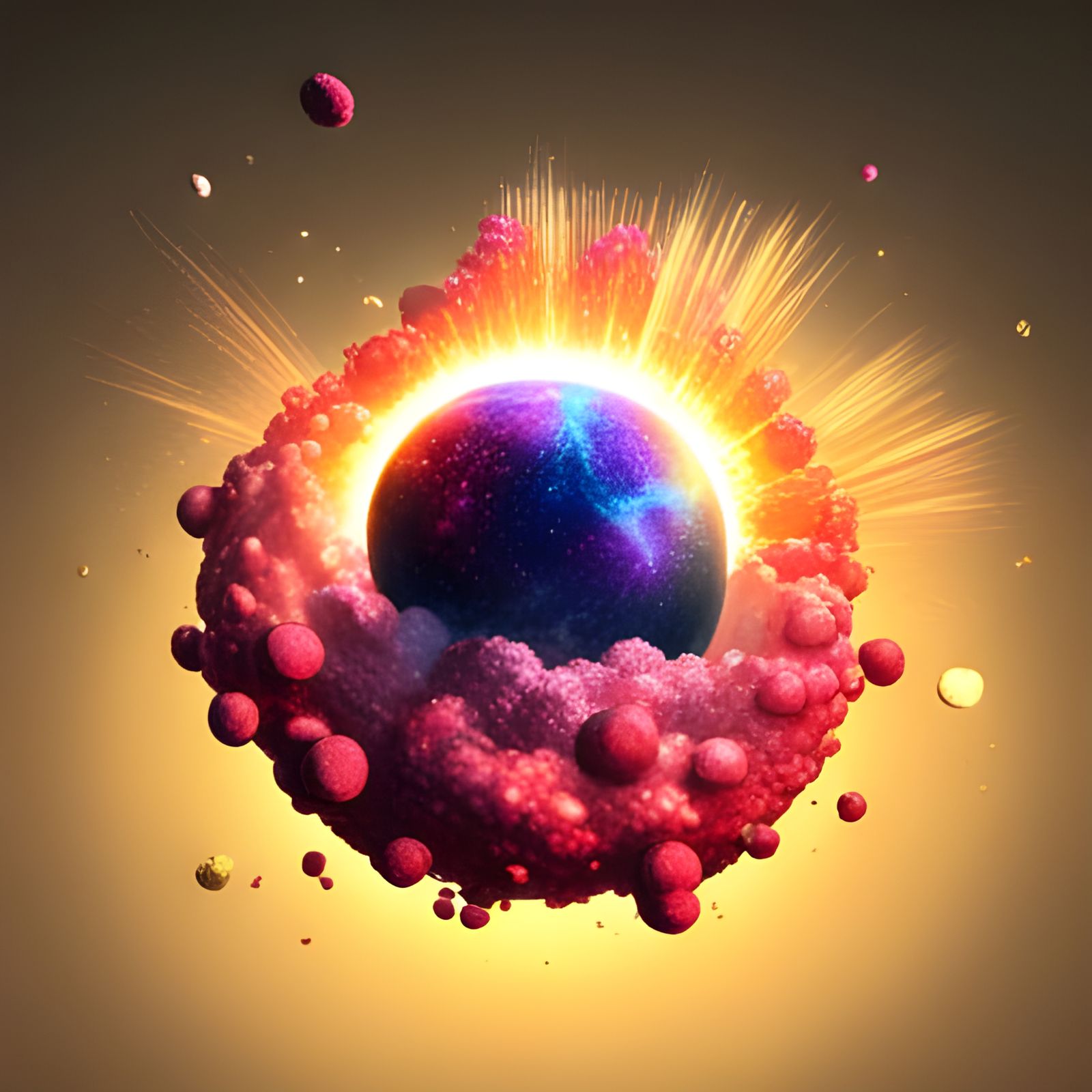 Glitter Lava Volcano Ball in Cel-Shaded 3D