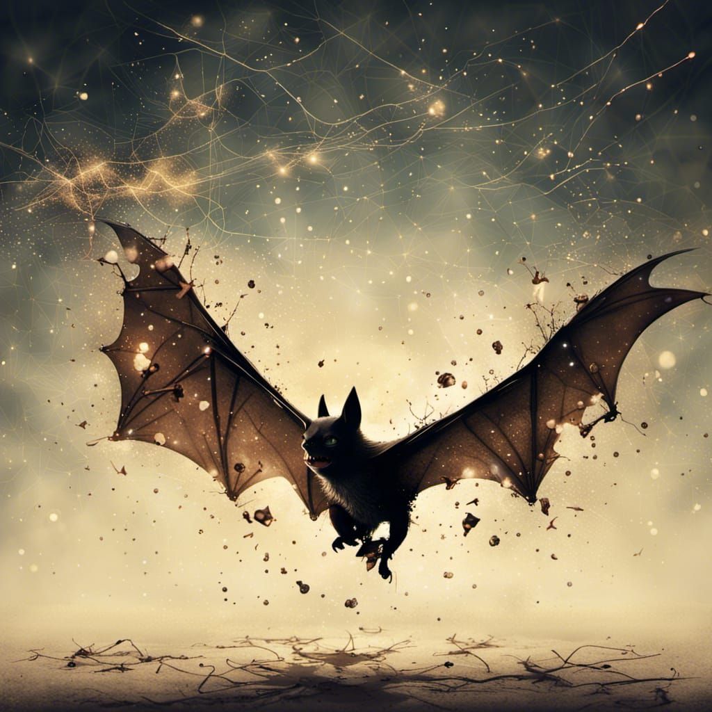Eerie Quantum Bat in Cinematic Digital Art
