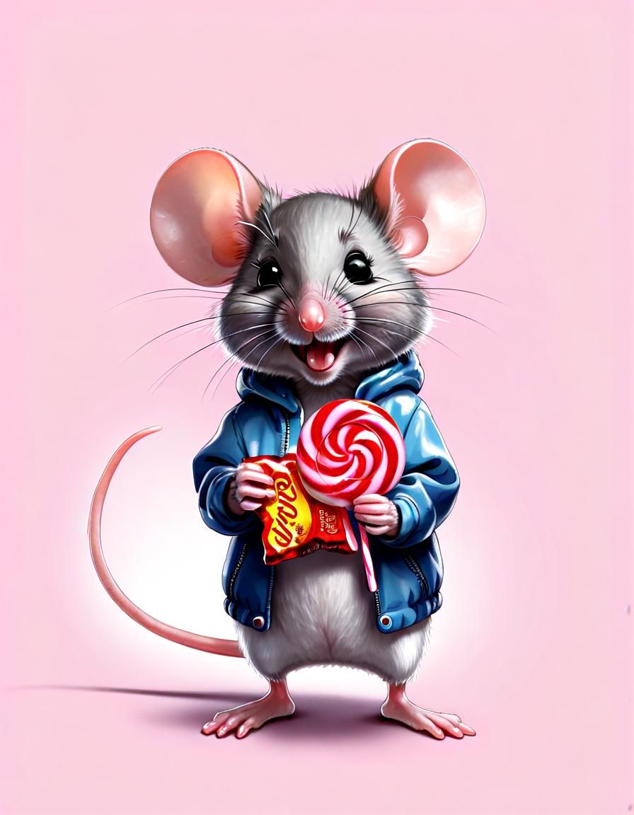 Adorable Mouse with Candy