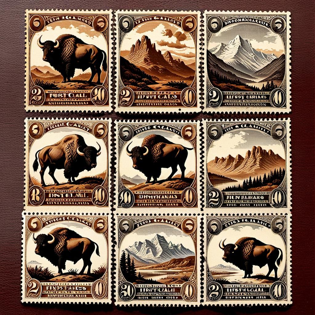 Vintage First Class Mail with Ornate Postal Stamps