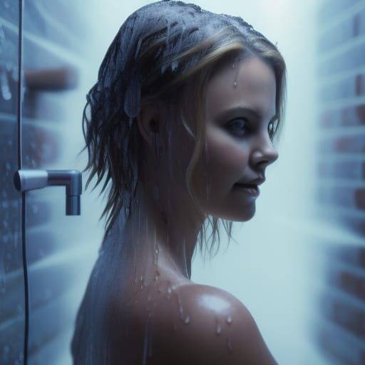 In the Shower - Charlize Theron
