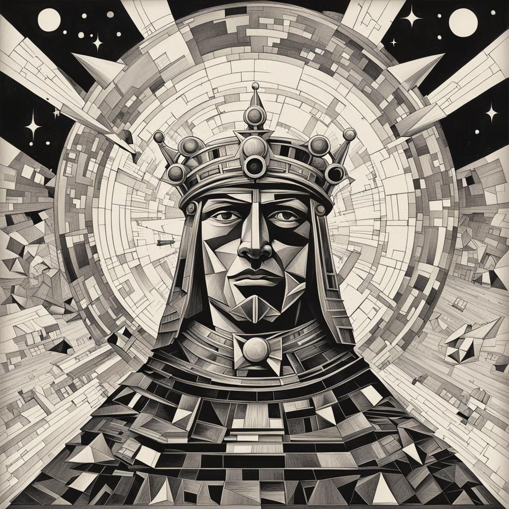 Cubist Dream Emperor in Monochromatic Style