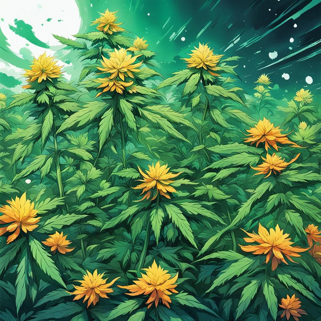 Anime Style Weed Art - Cel-Shaded Digital Image