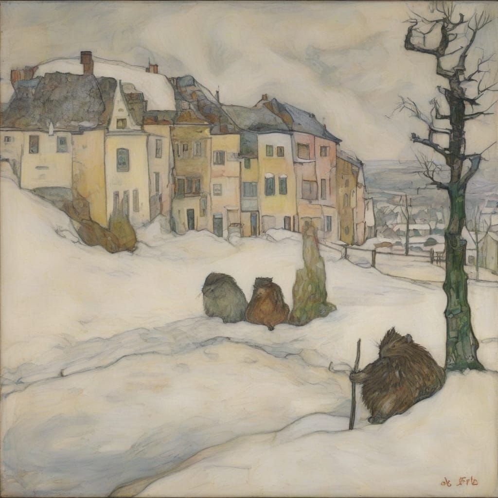 Surreal Winter Landscape in Expressionist Style