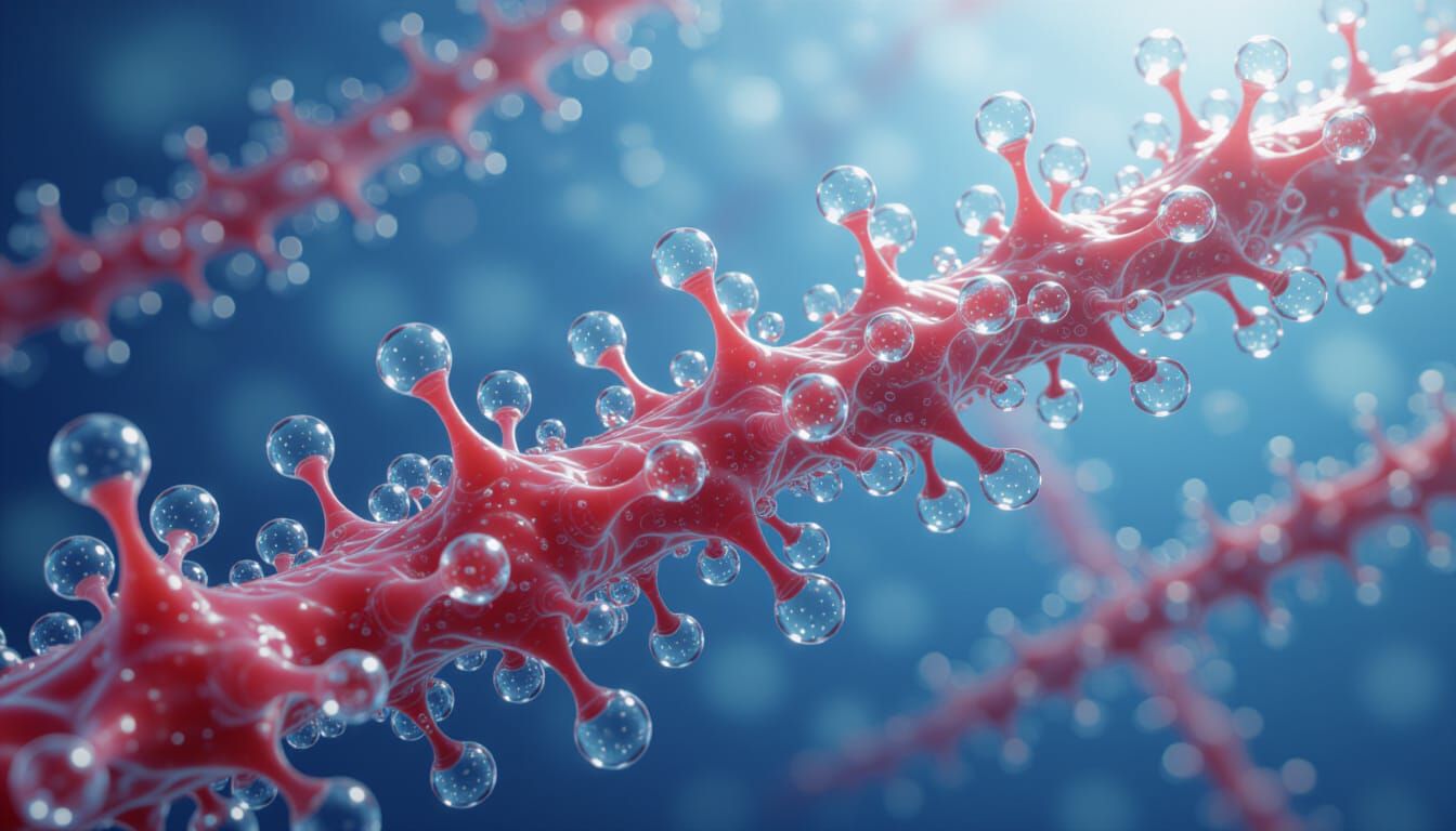 Detailed Network of Red Vessels and Spherical Cells