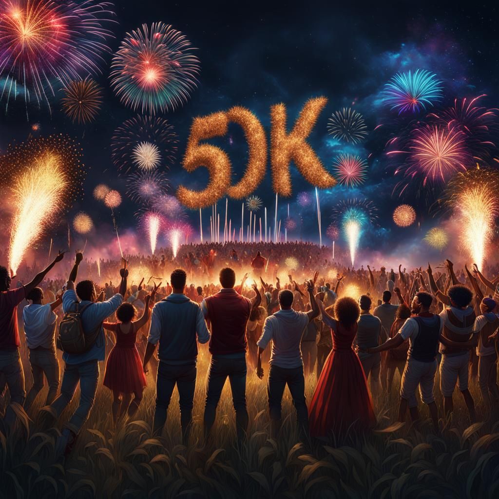 Fantasy Celebration with Fireworks in Art Nouveau Style