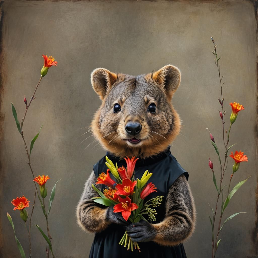 Elegant Quokka in Ballet Dress: Cinematic Portrait