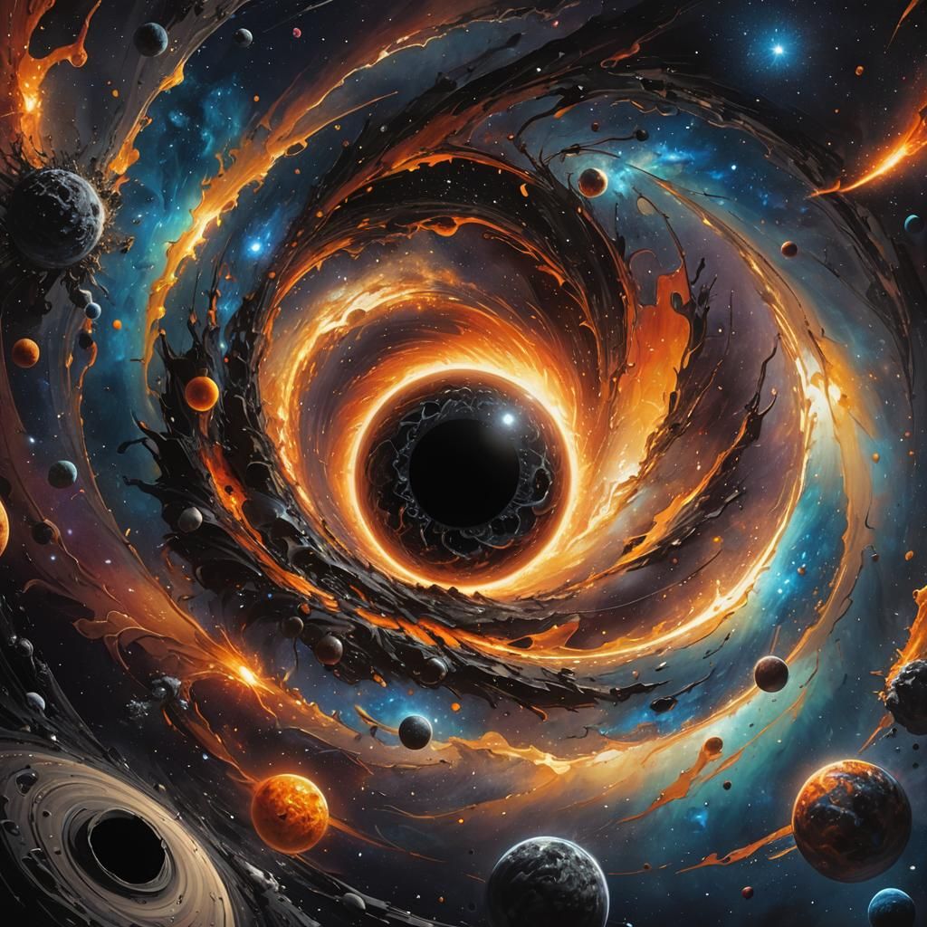 Black Hole Sun Devouring the Universe in Hyperrealistic Art