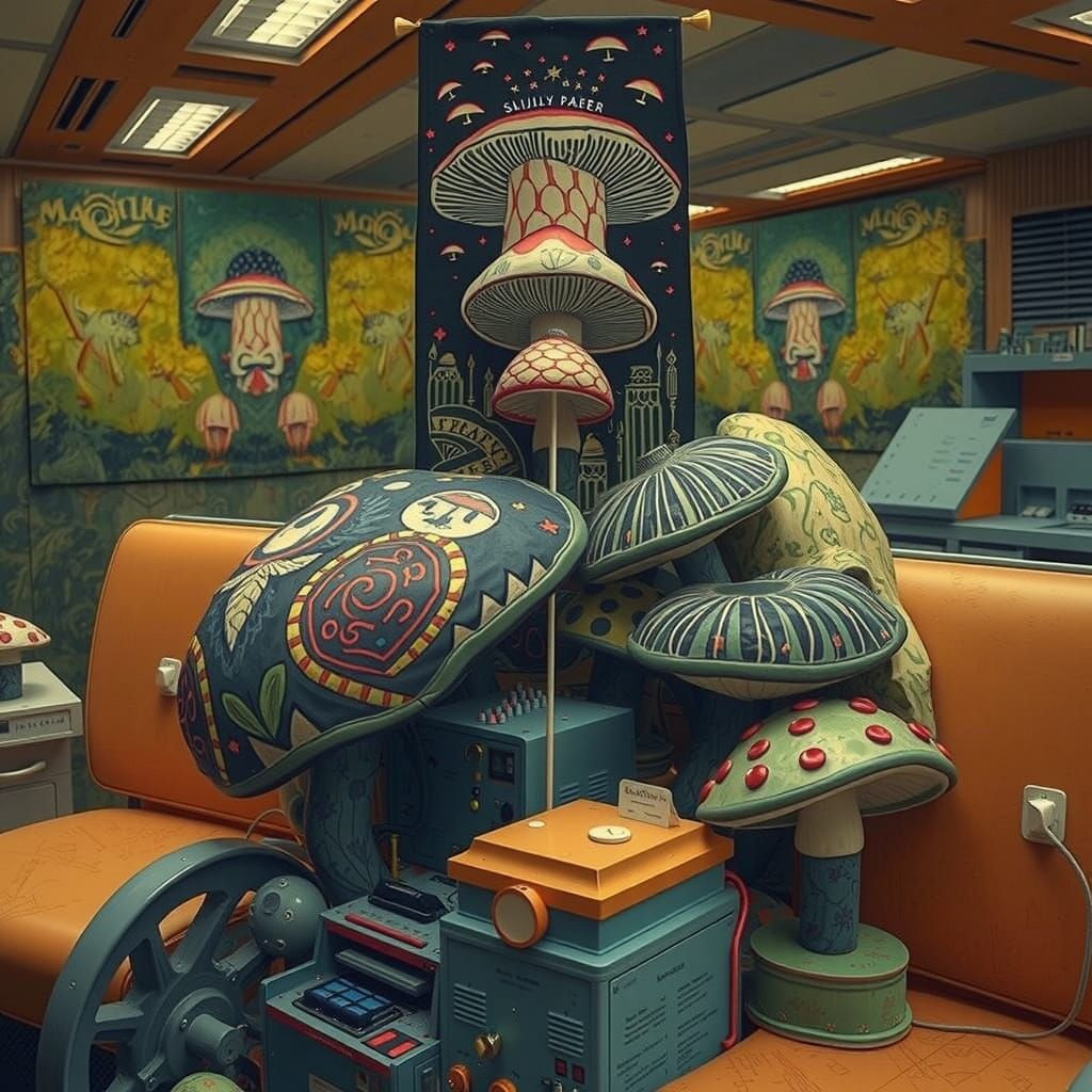 Surrealistic Mushroom Cityscape in Expressive Modern Style