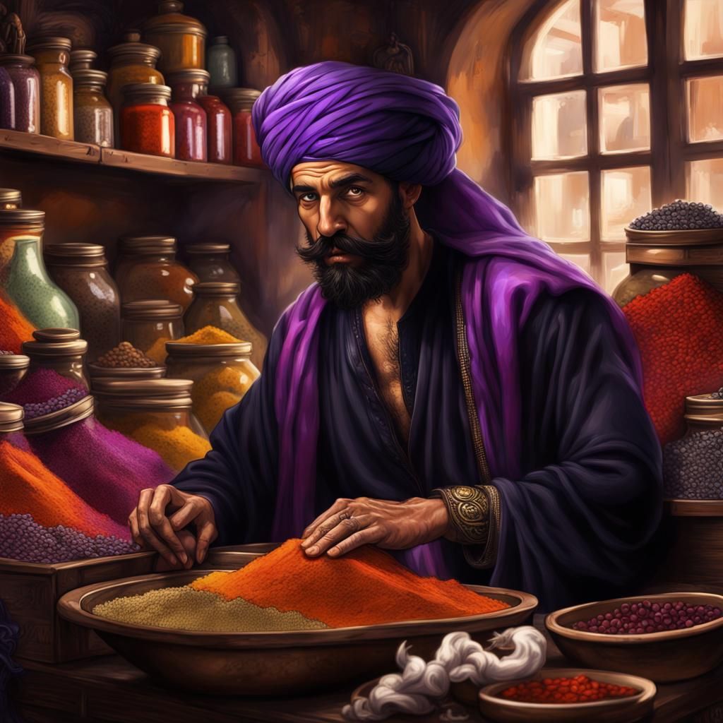 Fantasy Arab Spice Trader in Detailed Matte Painting