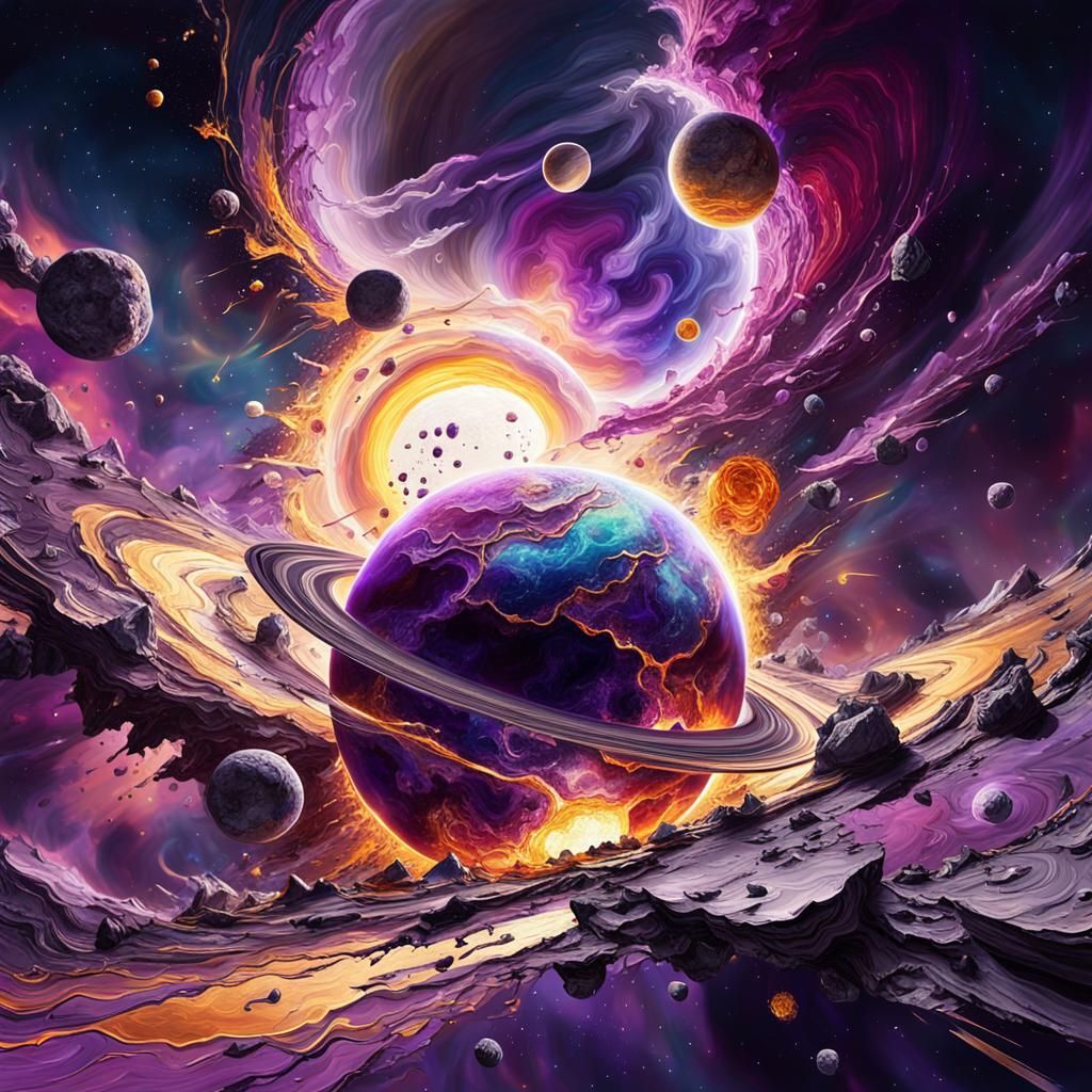 Planetary Collision: Cosmic Abstract Expressionism in Space