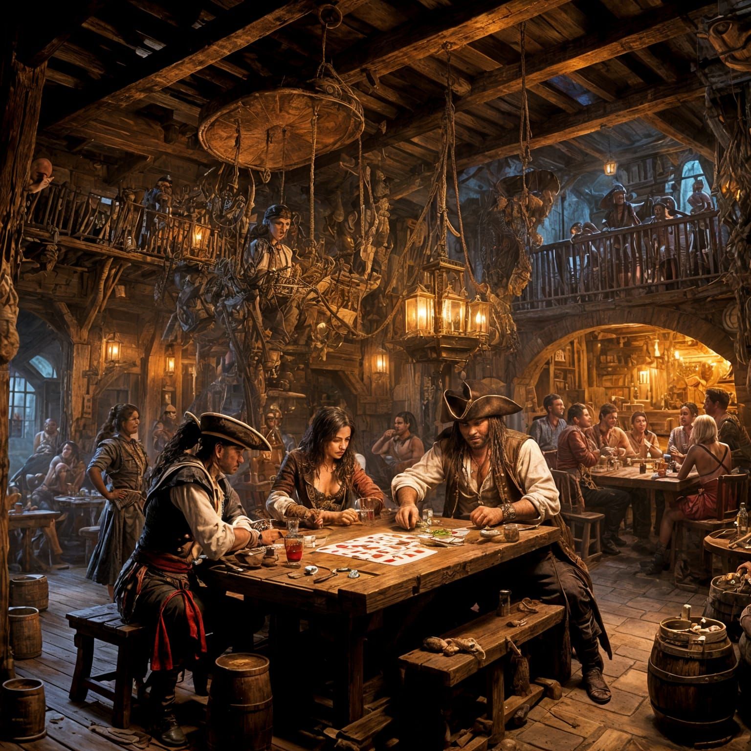 Pirate tavern at night