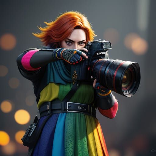 Photographer with Camera in Splash Art Style