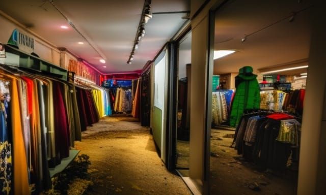 Abandoned Thrift Store: Basquiat and de Chirico Style