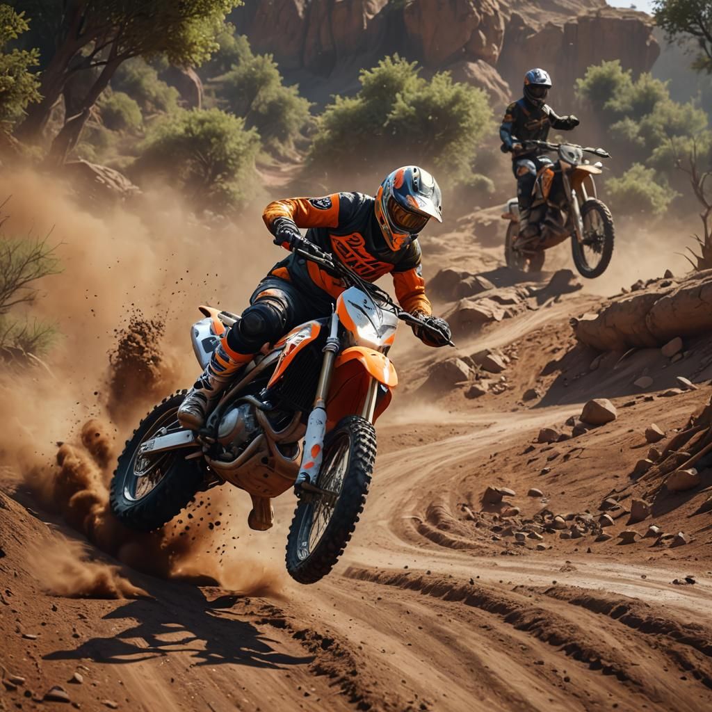 Dirt Bike Wheelie on a Dirt Road Matte Painting