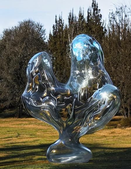 Clear Glass Tree Sculpture in Spring Meadow