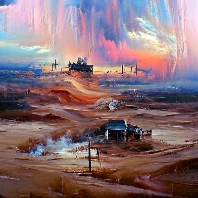 Wasteland Dreamscape in Oil Painting Style