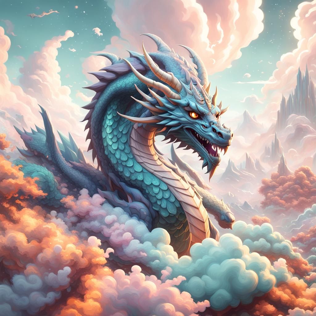 Pastel Sky Dragon Matte Painting