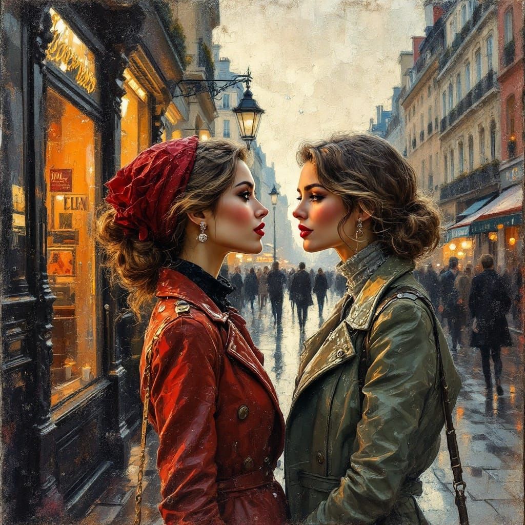 French Woman in Paris: Encaustic Impressionist Fusion