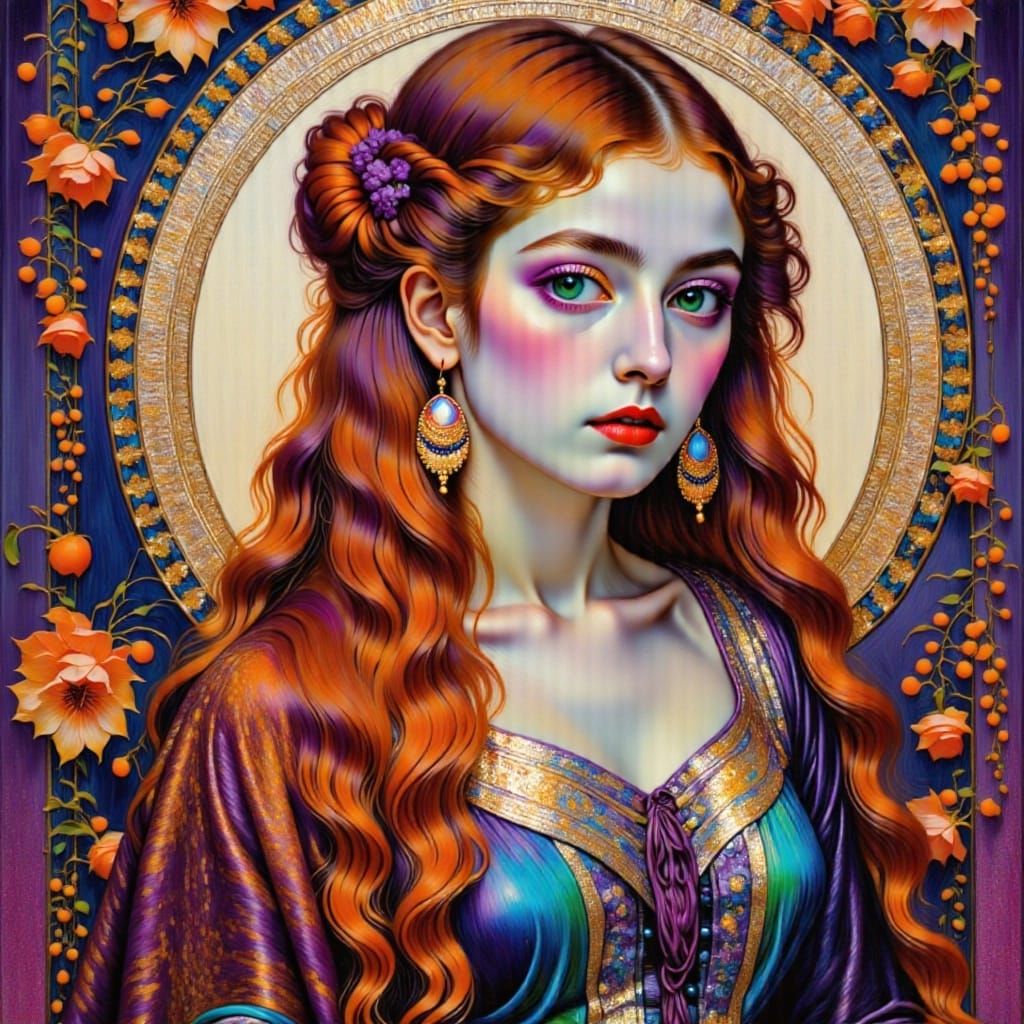 Klimt Style Portrait of a Gypsy Woman