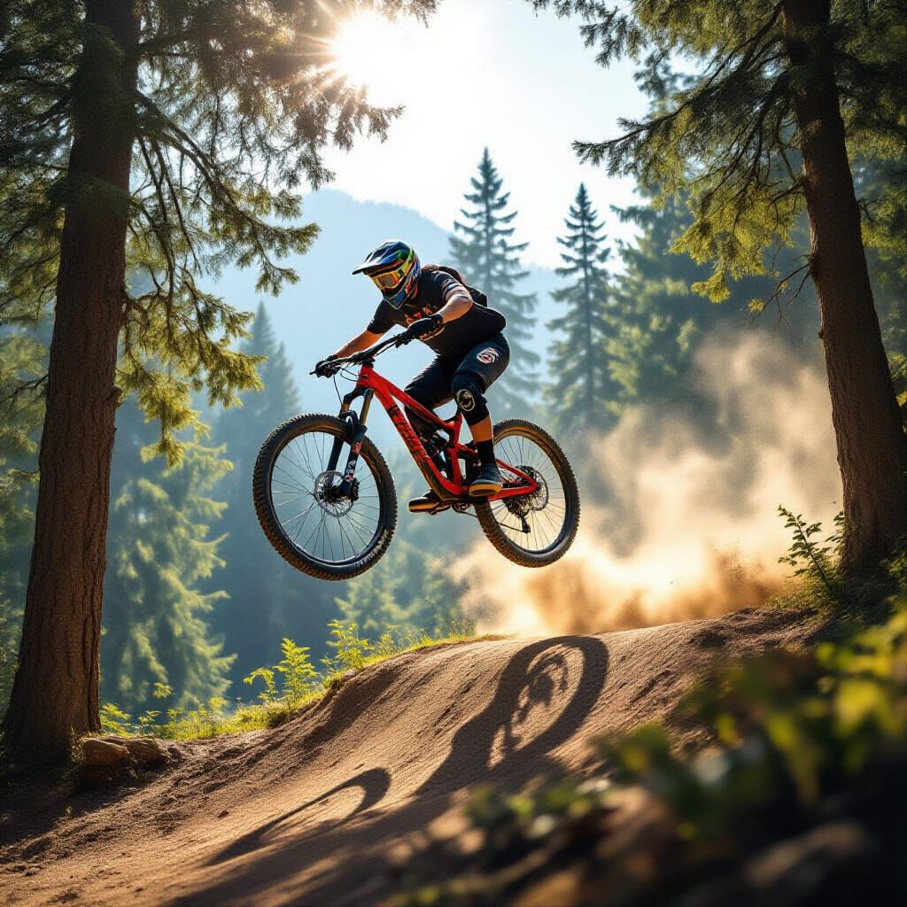 Mountain Biker Soars Over Massive Jump in Dynamic Concept Ar...