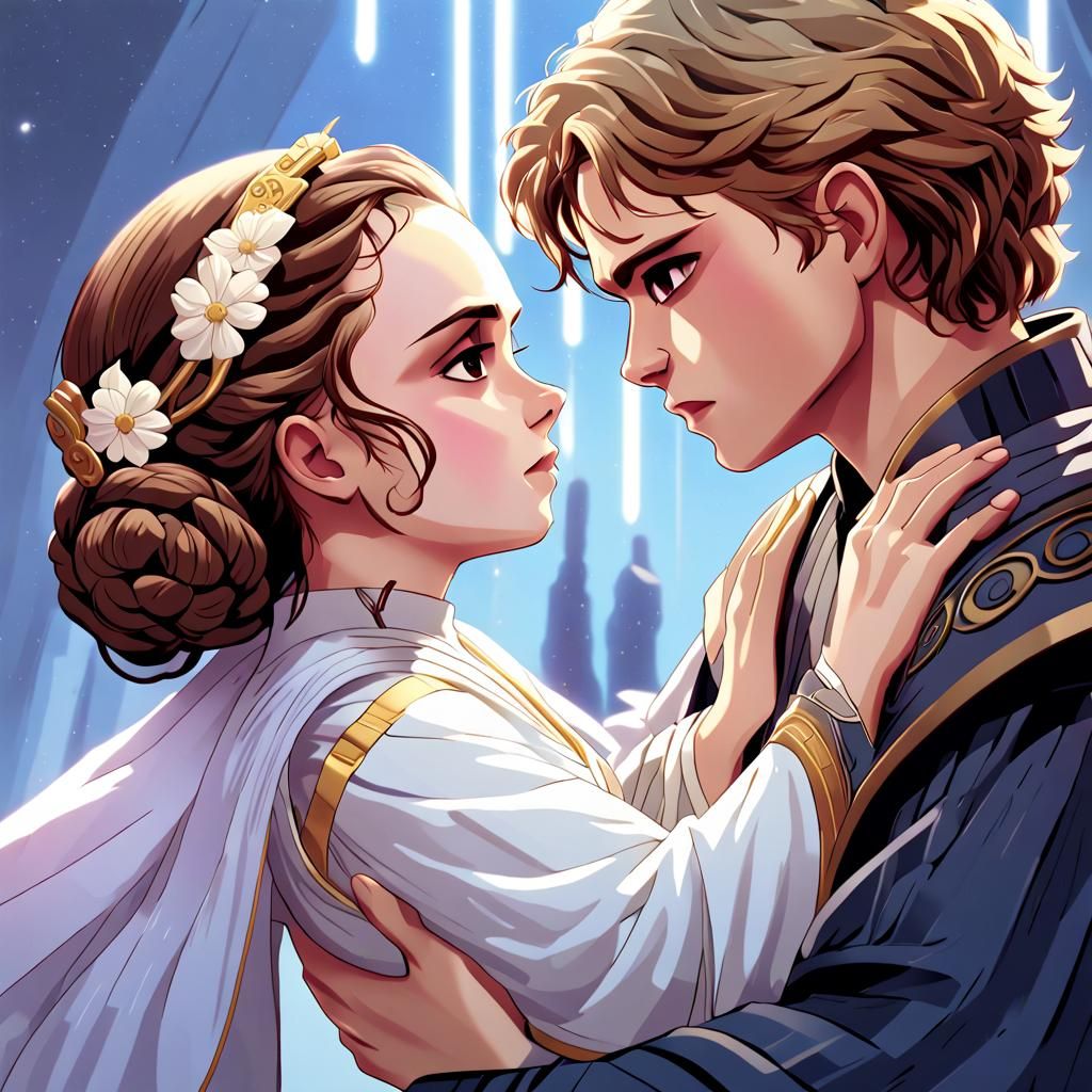 Anakin and Padme: Anime Style Love Portrait