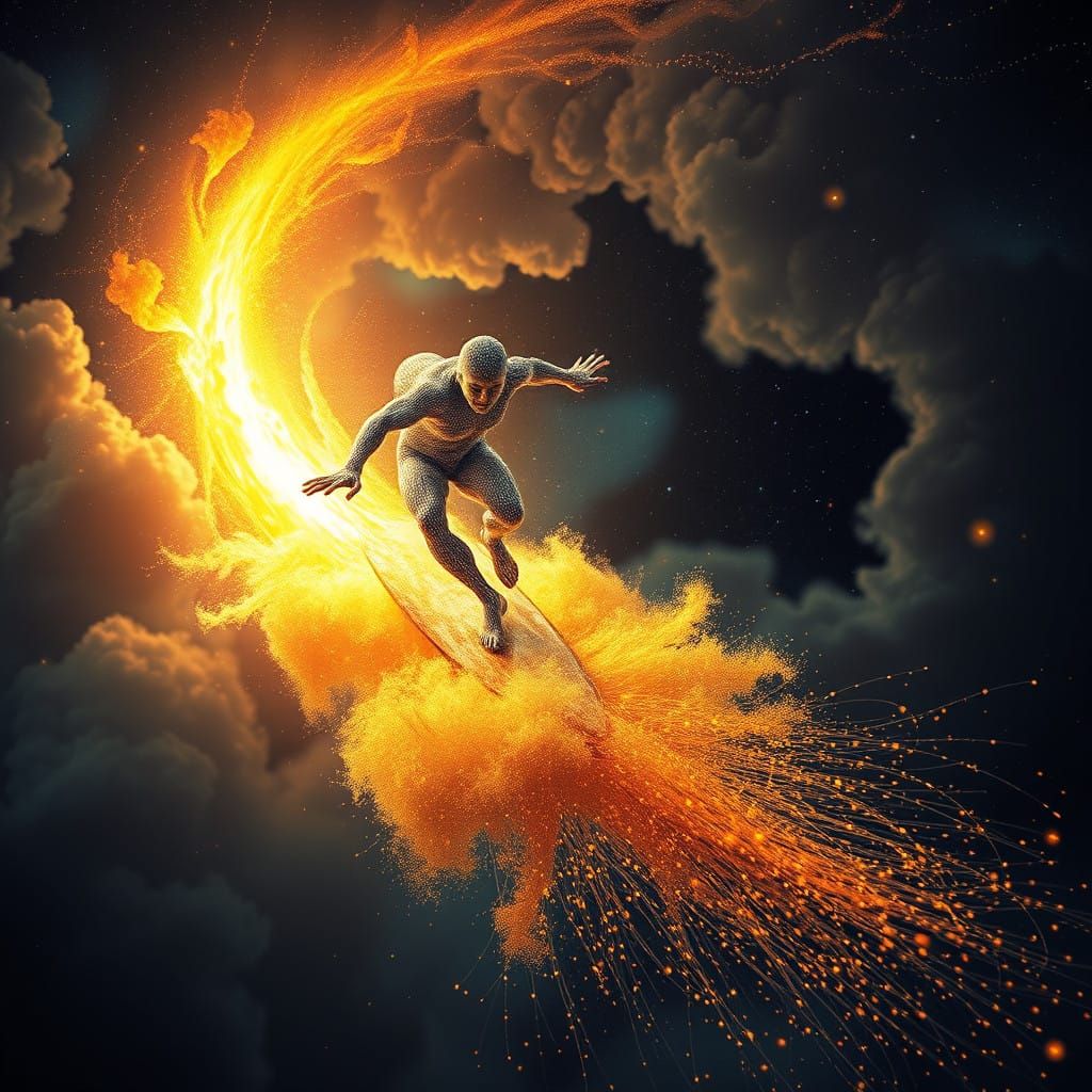 Cosmic Dilemma: Surfer on Comet's Tail