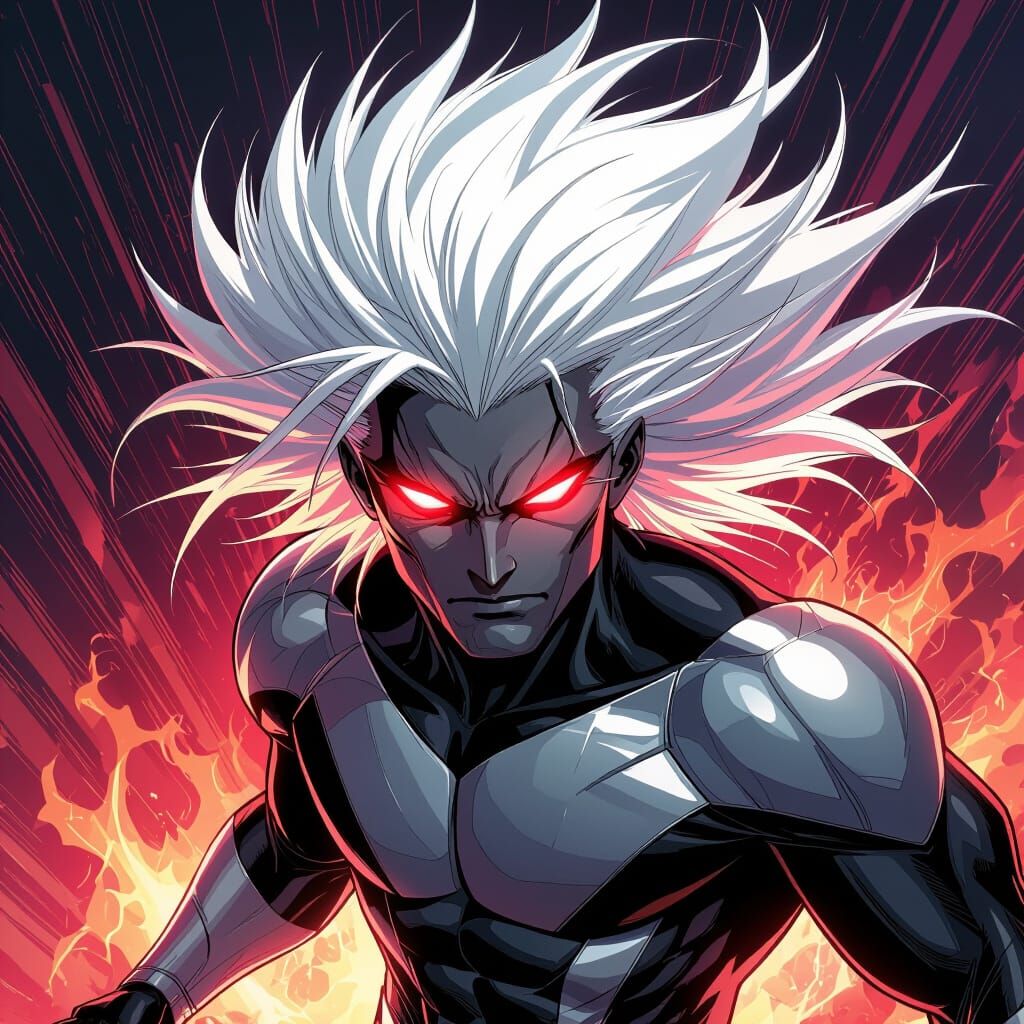 X-Men Comic Art: Obsidian Man with Red Eyes and Hellfire Aur...