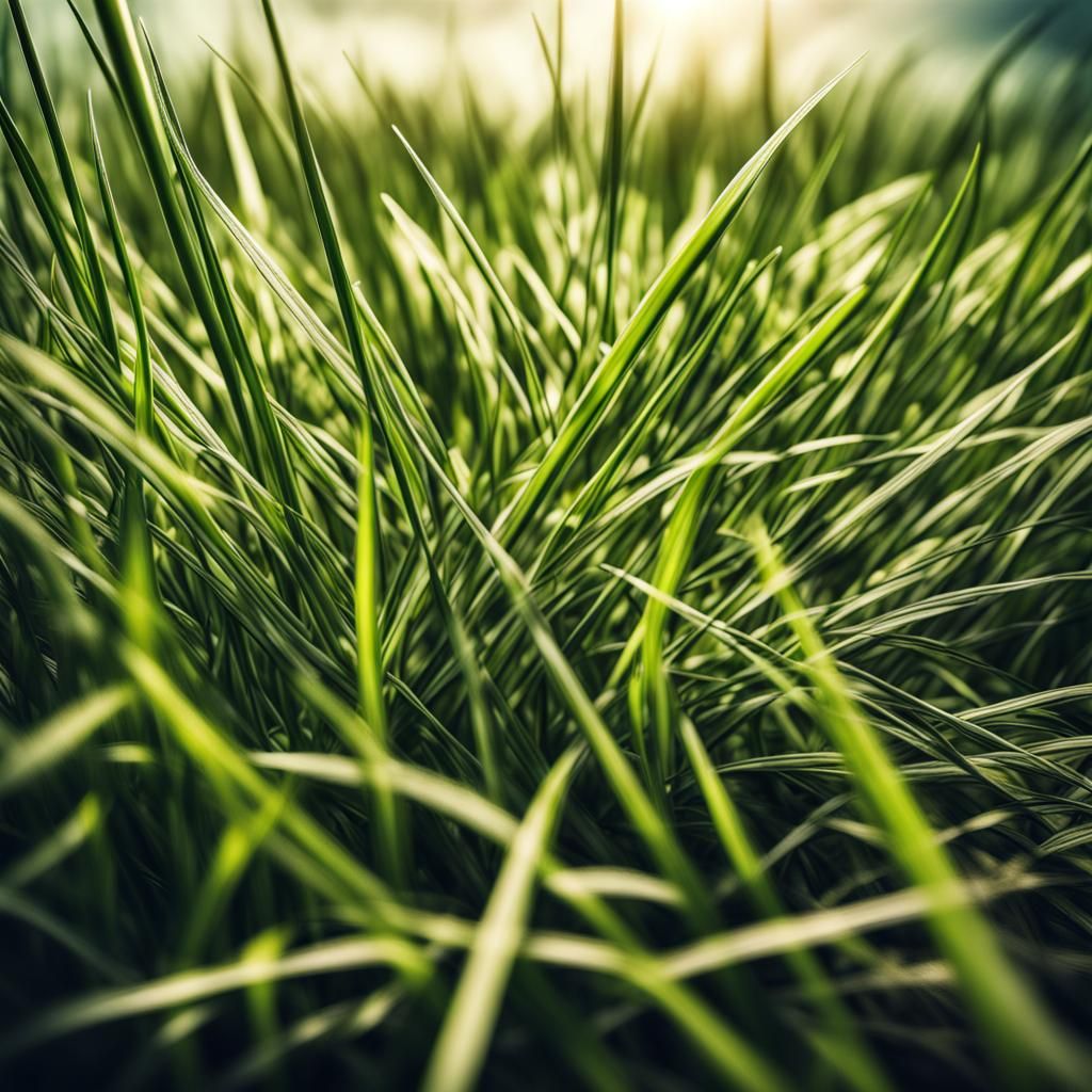 Hyperrealistic Grass Blades Ground View in HDR