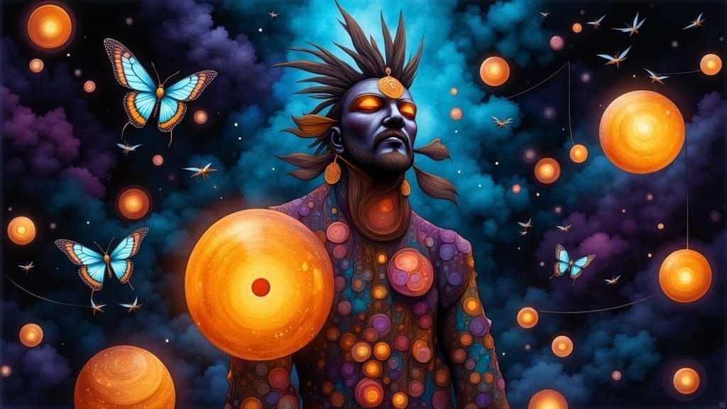 Electric Blue Jangseung Under LED Floodlight