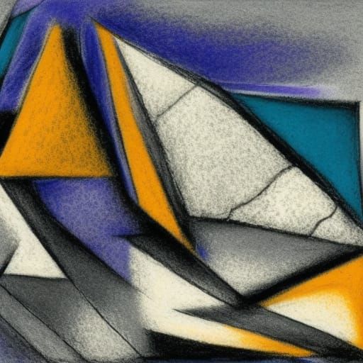 Cubist Rocky Shoreline in Georges Braque Style