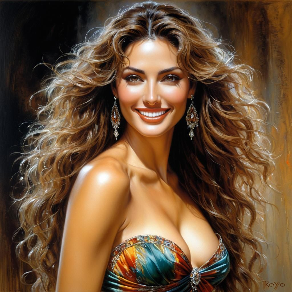 Beautiful Italian Woman in Oil Painting Style