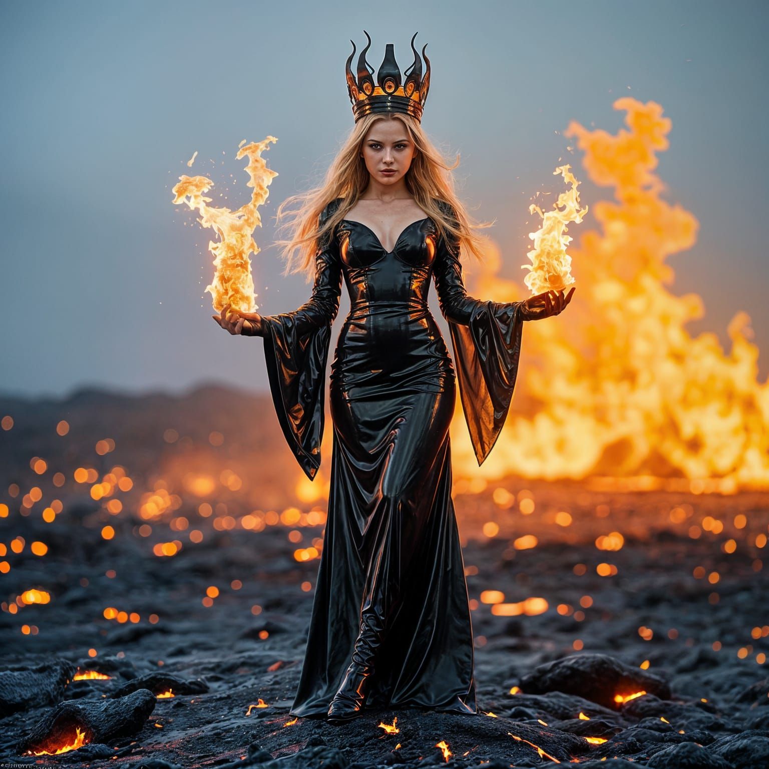 Fire Queen on Lava in Iceland