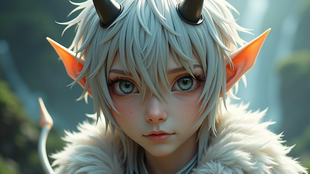 Androgynous Wight Devil in 3D Anime Style