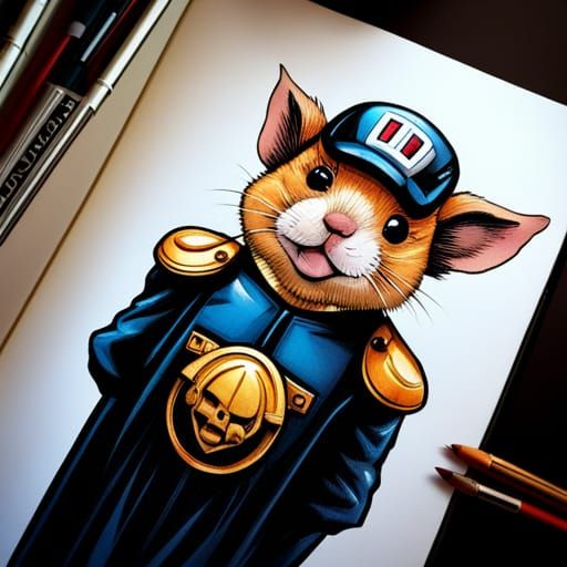 Hamster Judge Dredd in Comic Book Style