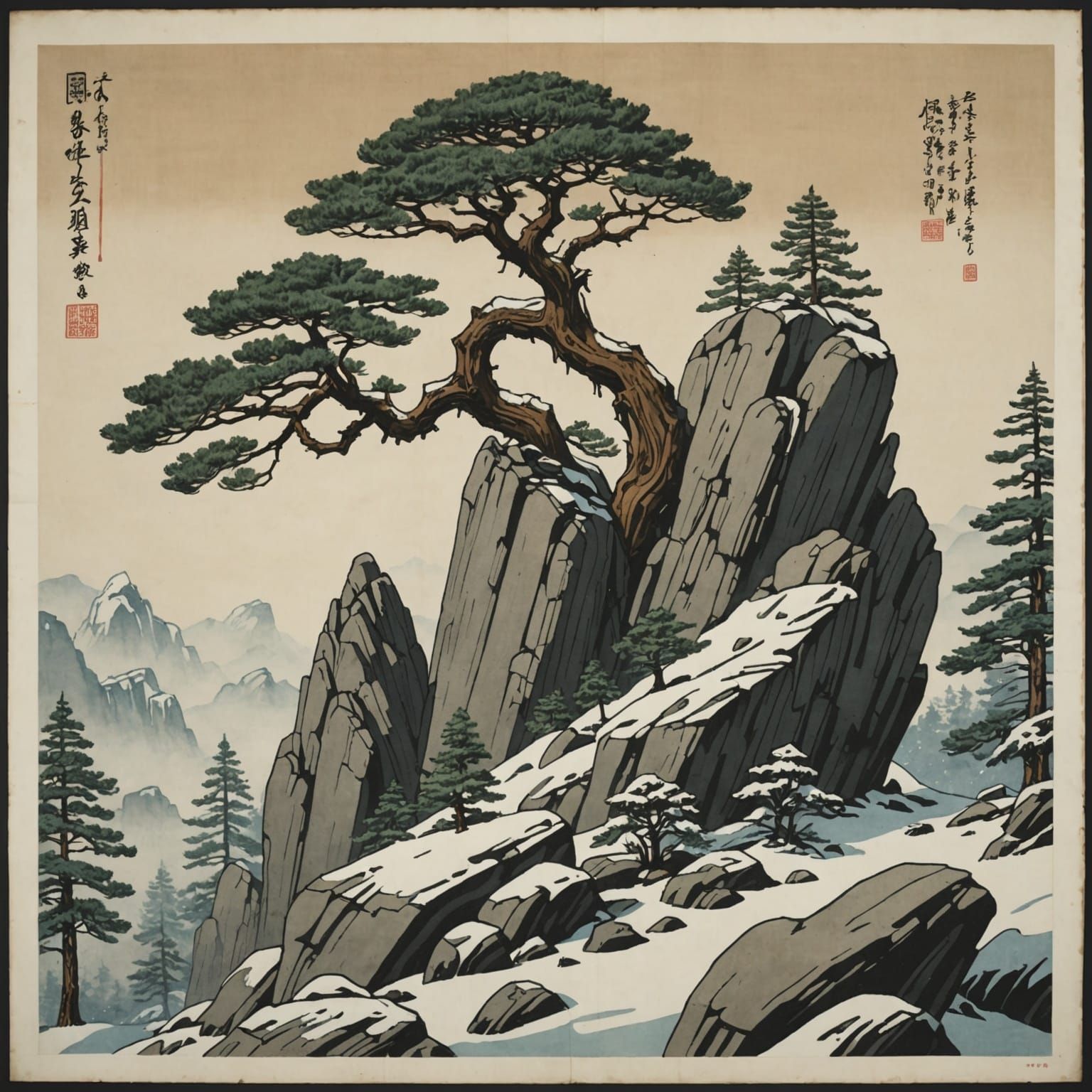 Snowy Days and Clear Skies Charcoal Drawing