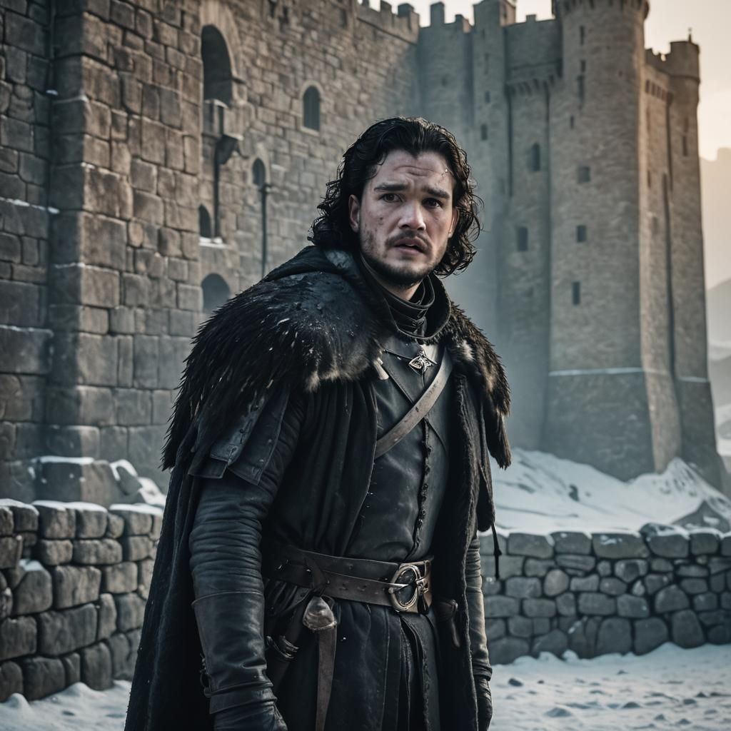 Jon Snow at the Wall: Cinematic Film Still