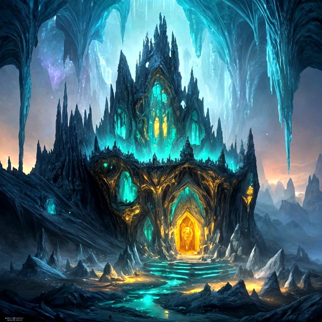 Crystal Cavern Socks with Elven Architecture