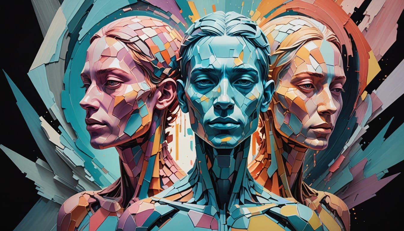 Ethereal Split Form Anamorphosis Digital Art