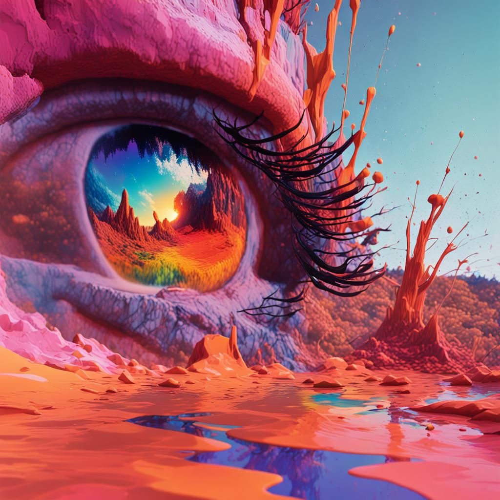 Glitch Art Landscape Photograph in Hyperrealism Style