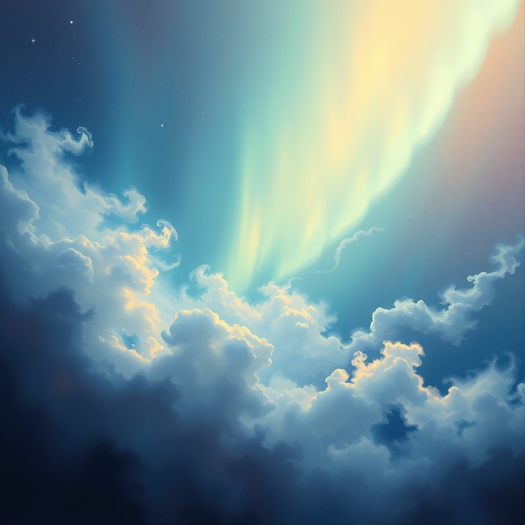Ethereal Aurora Borealis in Soft, Heavenly Light