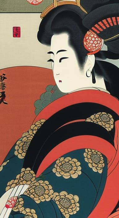 Benizuri-e Ukiyo-e Portrait of a Woman