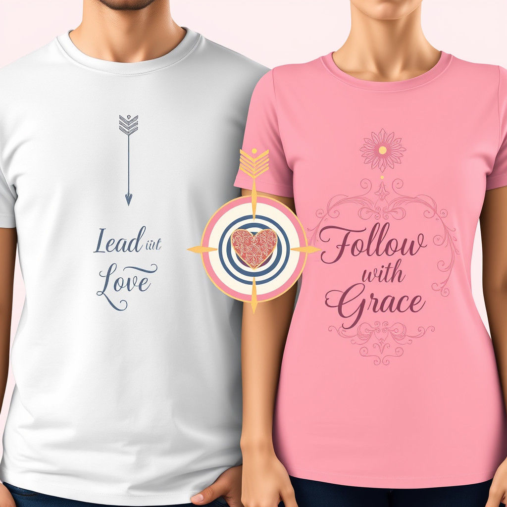 Matching Couple T-Shirt Design: Arrow and Heart