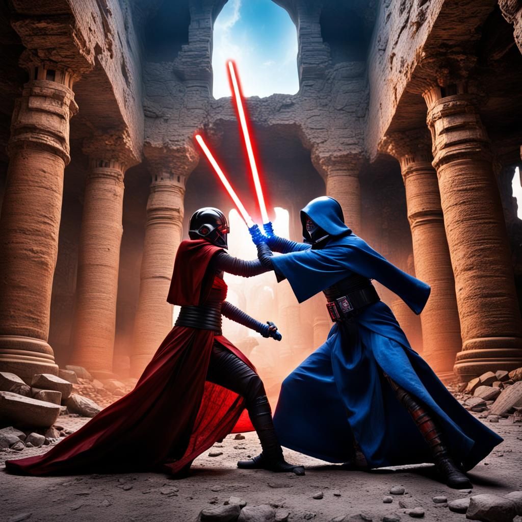 Epic Jedi vs Sith Battle in Ancient Ruins