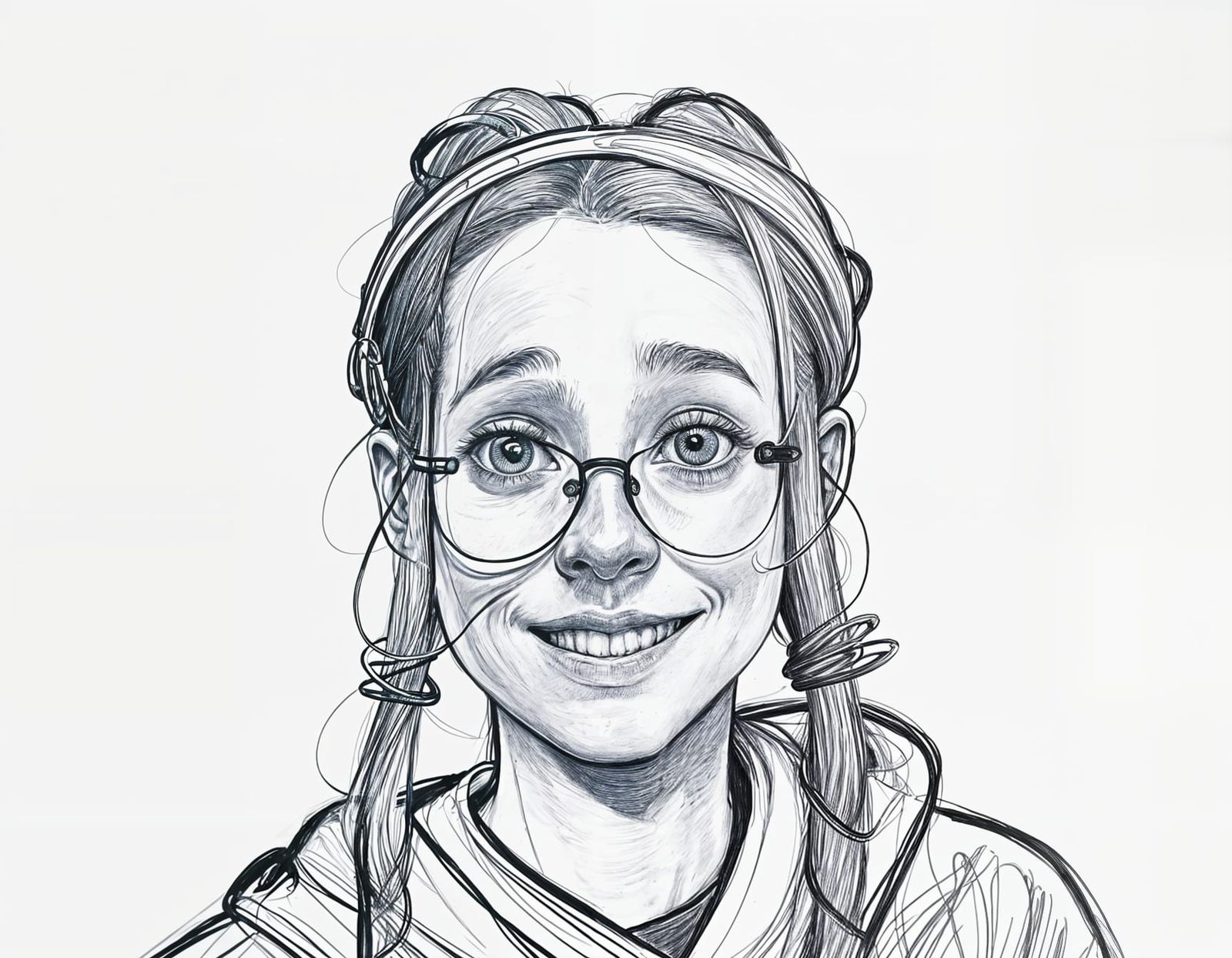 Monochromatic Figure Lost in Time, Decorative Ink Drawing